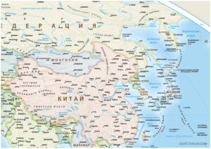 Китай и Япония от картата на света в Equal Earth проекция